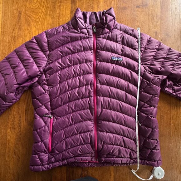 PATAGONIA Goose Down Sweater Jacket Womens XL Purple Puffer Winter Coat Warm - Picture 14 of 15